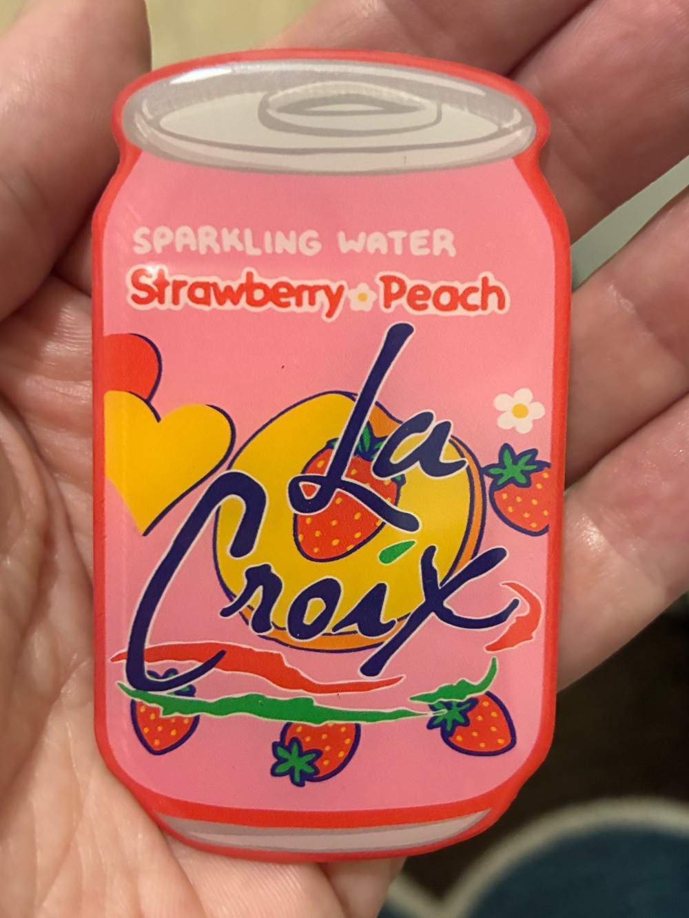 La Croix pop socket phone stand. Strawberry peach la Croix phone stand.
